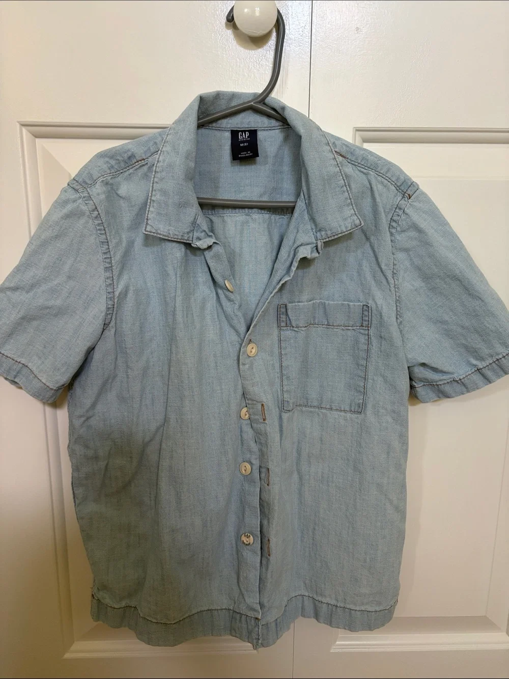 GAP Boys Light Blue Denim Short-Sleeve Shirt